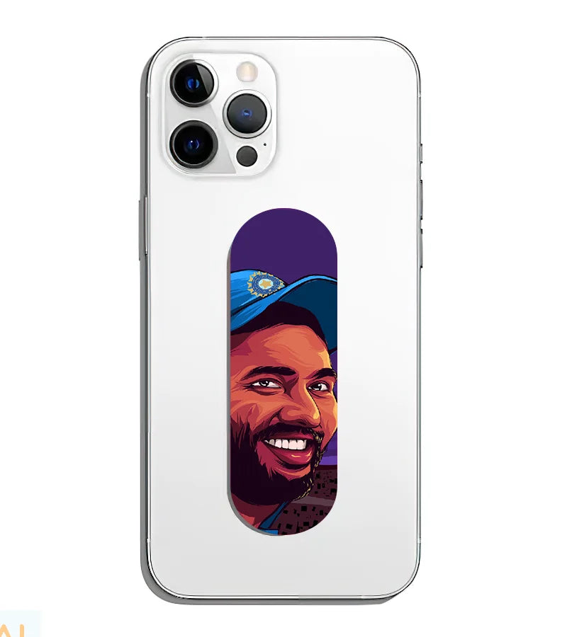 A phone grip slider applied to the back of a smartphone.