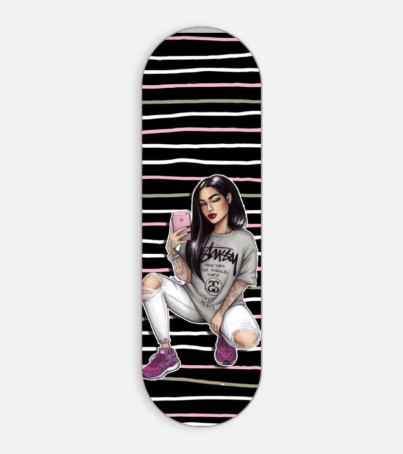 Mobile phone grip slider with a colorful design on a white background