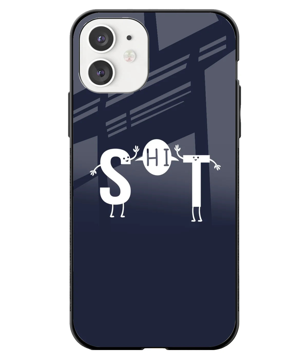 A front-on view of a glass phone case with a colorful design.