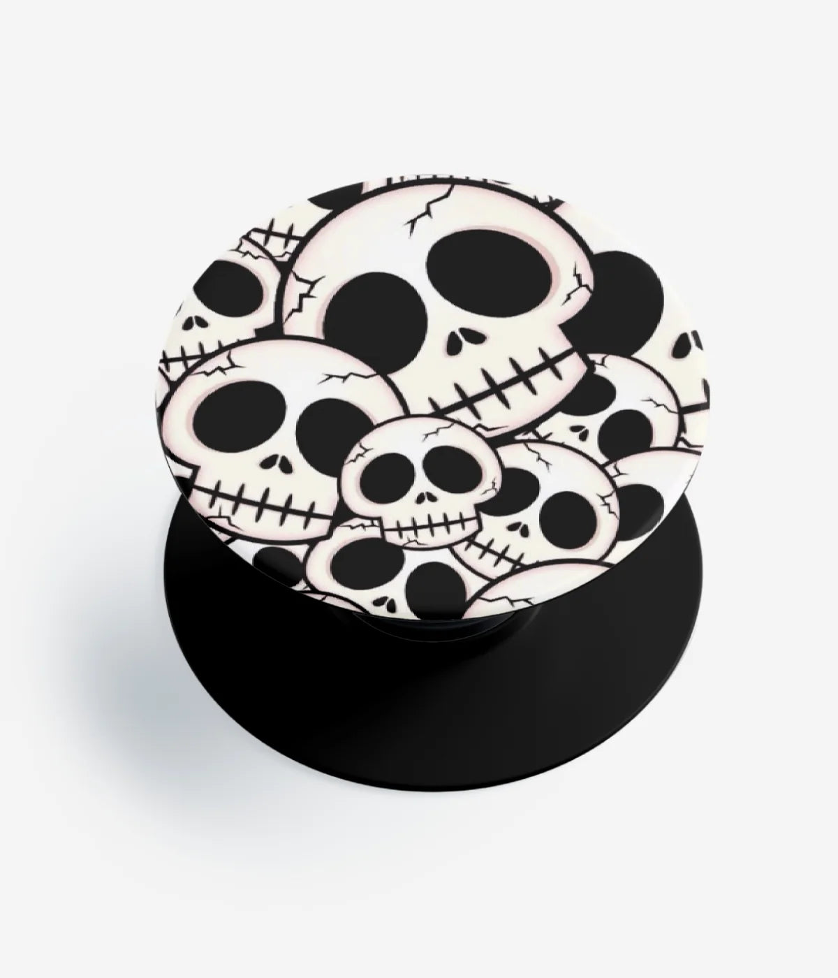 A top-down view of a phone grip holder on a clean white background