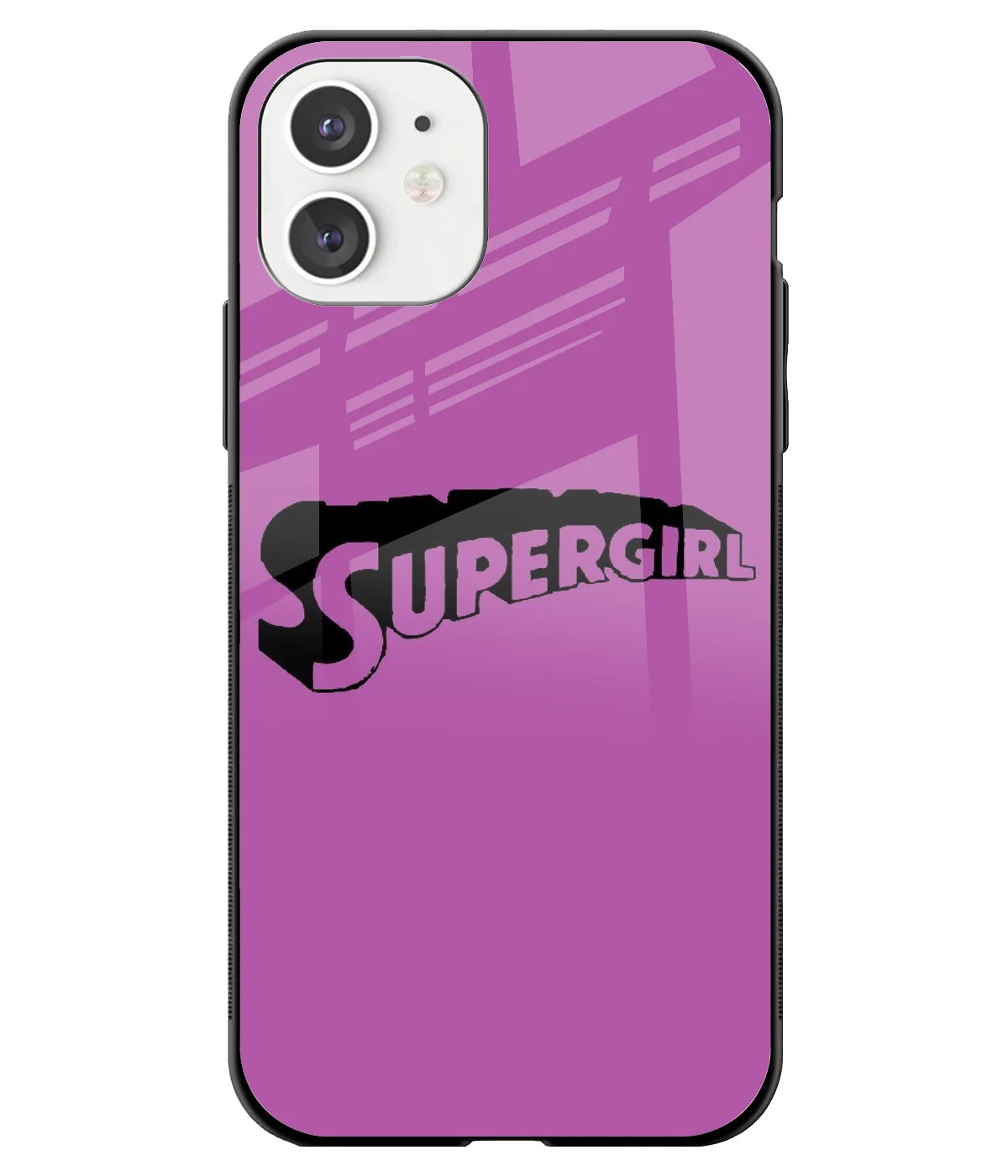 A front-on view of a glass phone case with a colorful design.