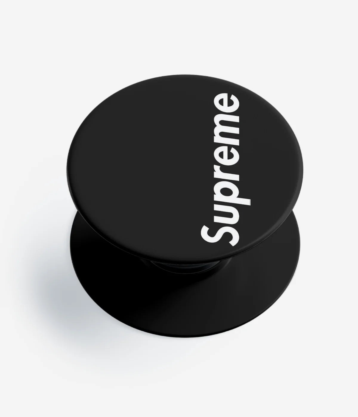 A top-down view of a phone grip holder on a clean white background
