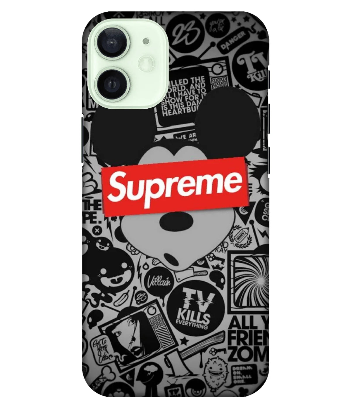 A product shot of a slim hard case with a colorful design.
