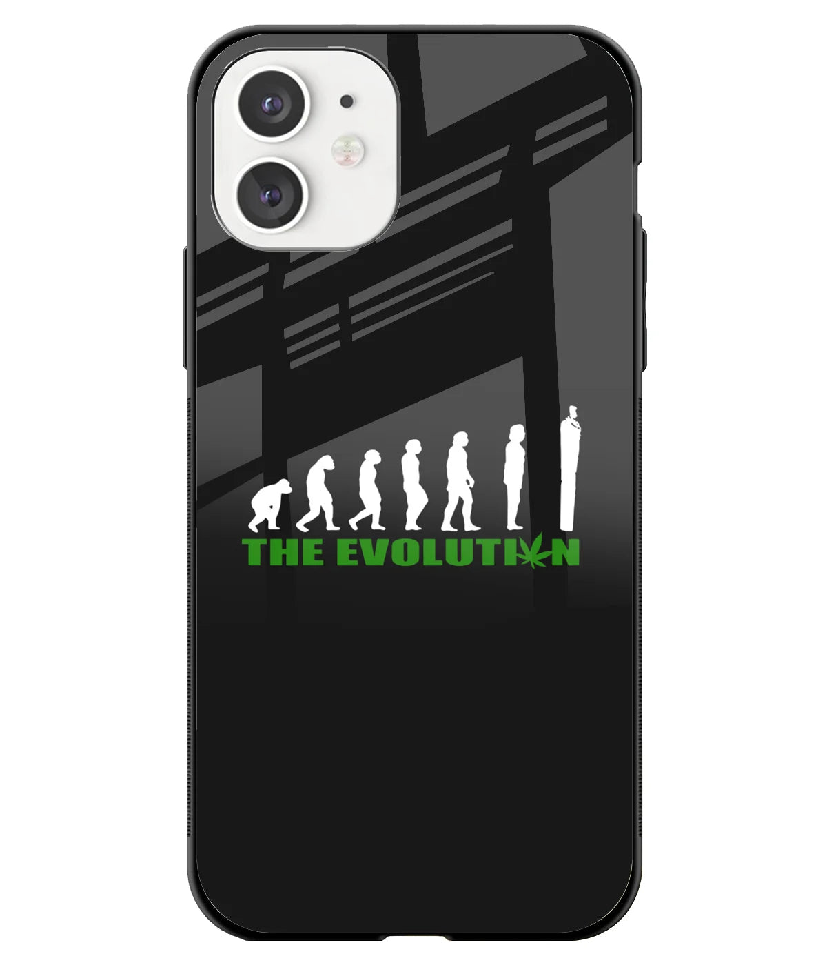 A front-on view of a glass phone case with a colorful design.