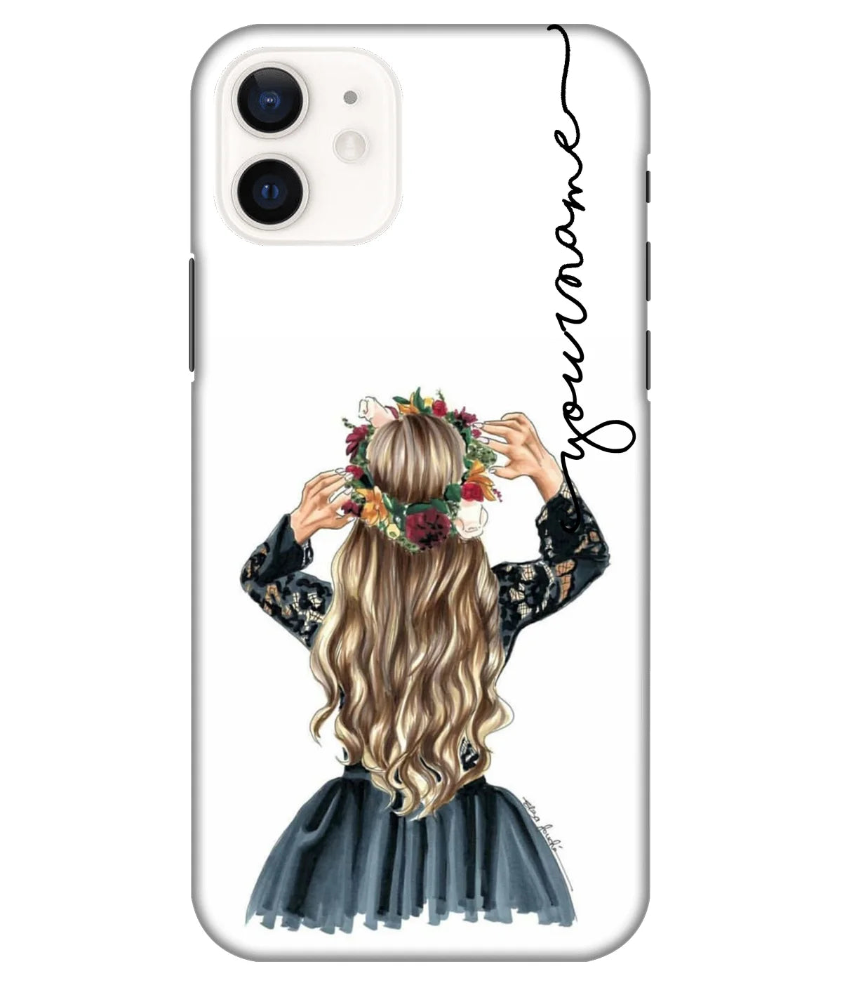 A product shot of a slim hard case with a customizable name.