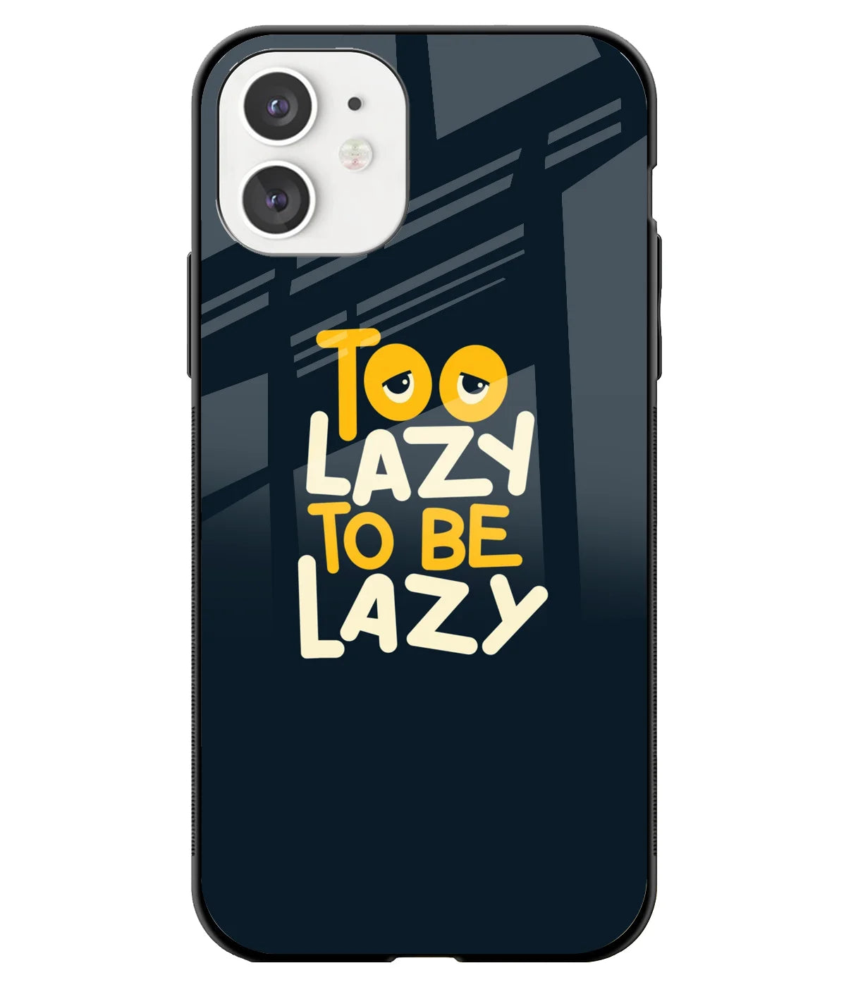 A front-on view of a glass phone case with a colorful design.