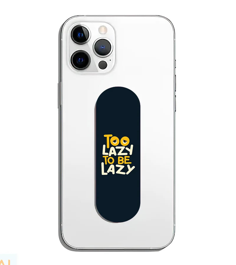 A phone grip slider applied to the back of a smartphone.
