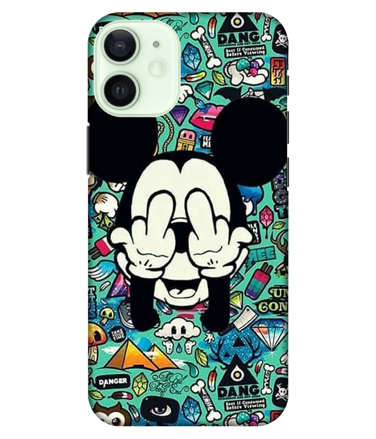 A product shot of a slim hard case with a colorful design.