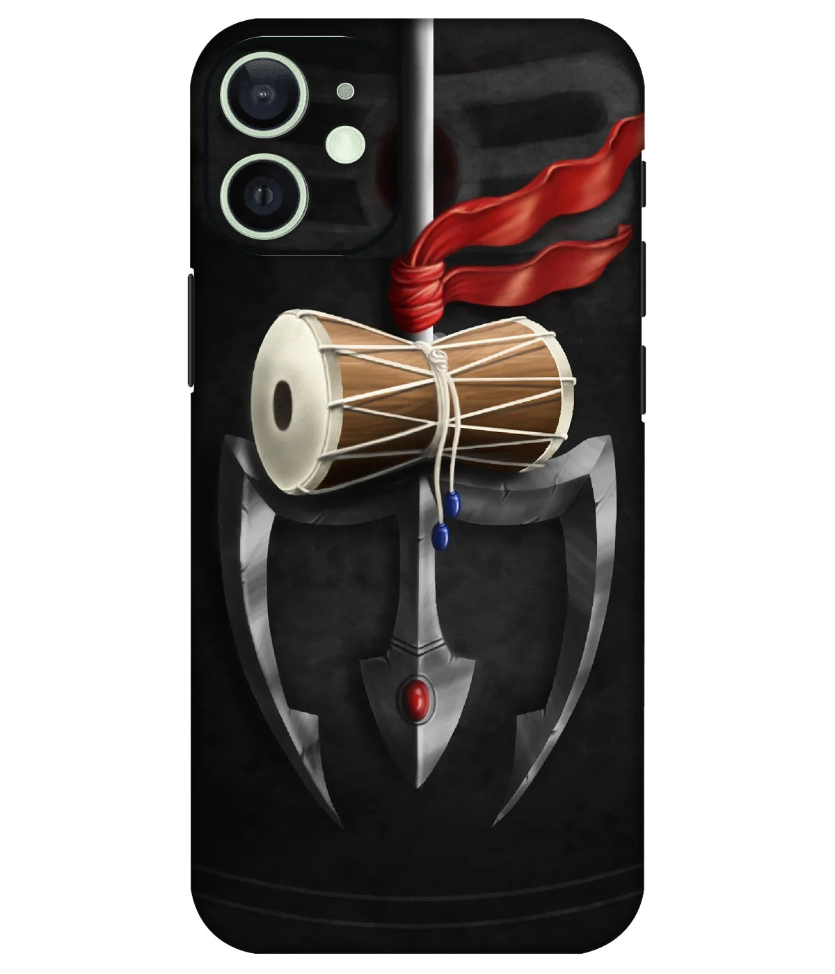 Image of a phone case featuring a mobile skin with a graphic design.