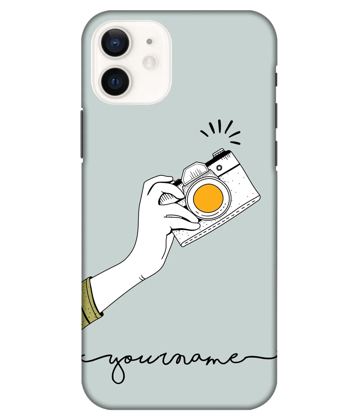 A product shot of a slim hard case with a customizable name.