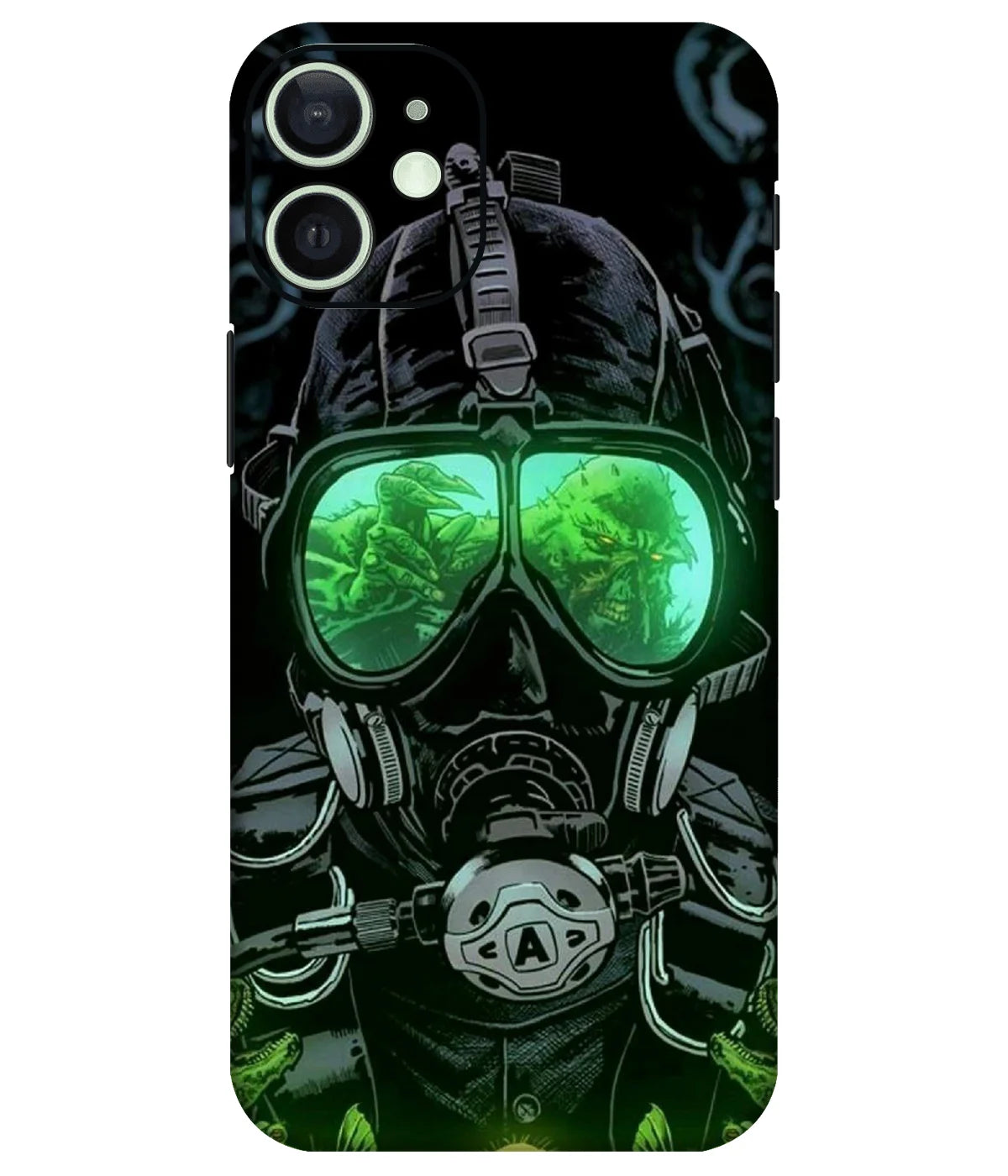 Image of a phone case featuring a mobile skin with a graphic design.