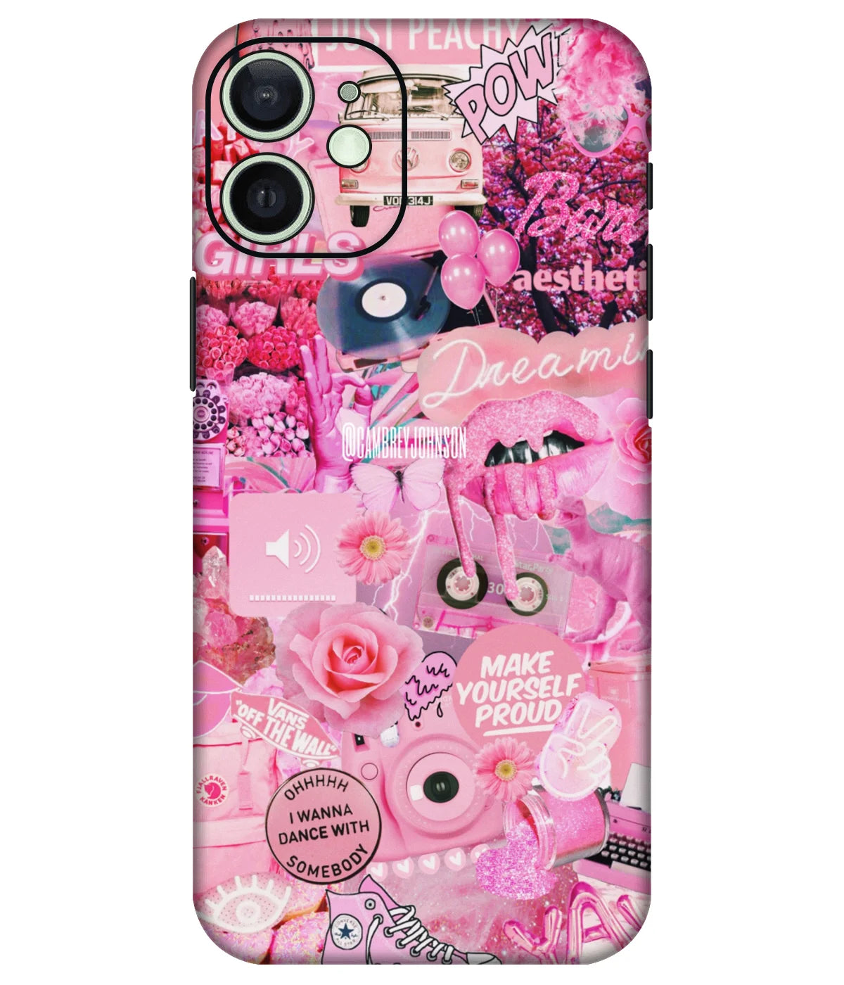 Image of a phone case featuring a mobile skin with a graphic design.