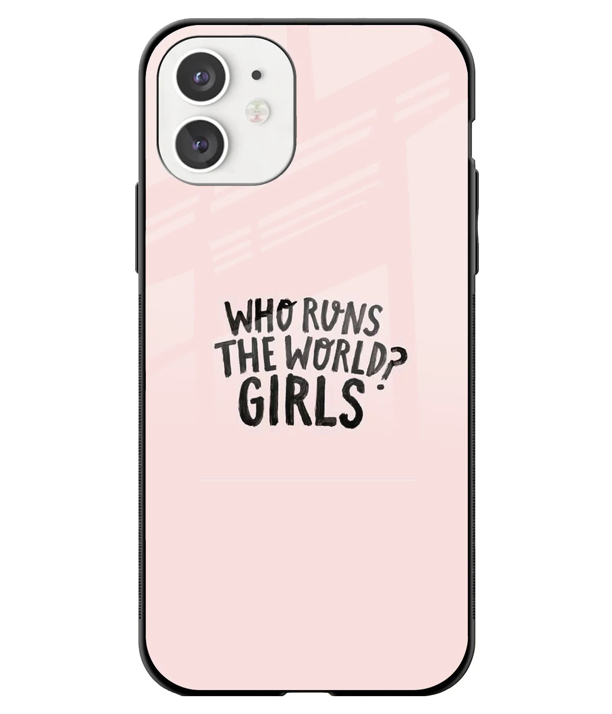 A front-on view of a glass phone case with a colorful design.
