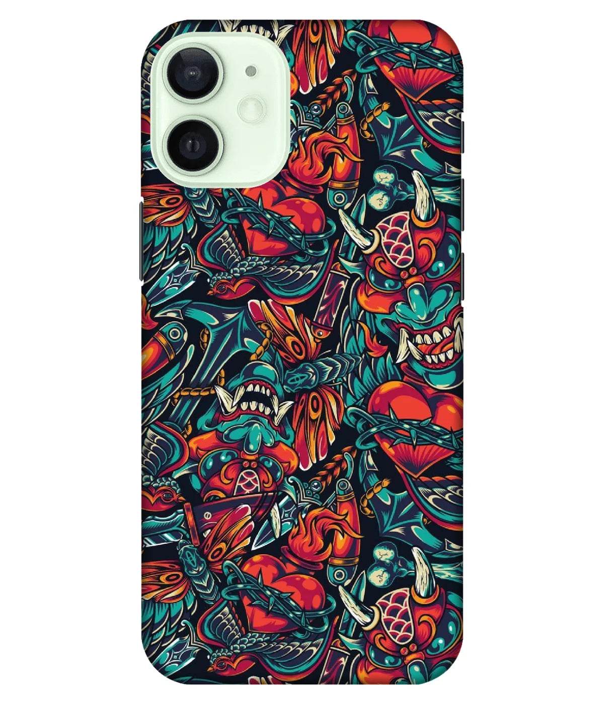 A product shot of a slim hard case with a colorful design.