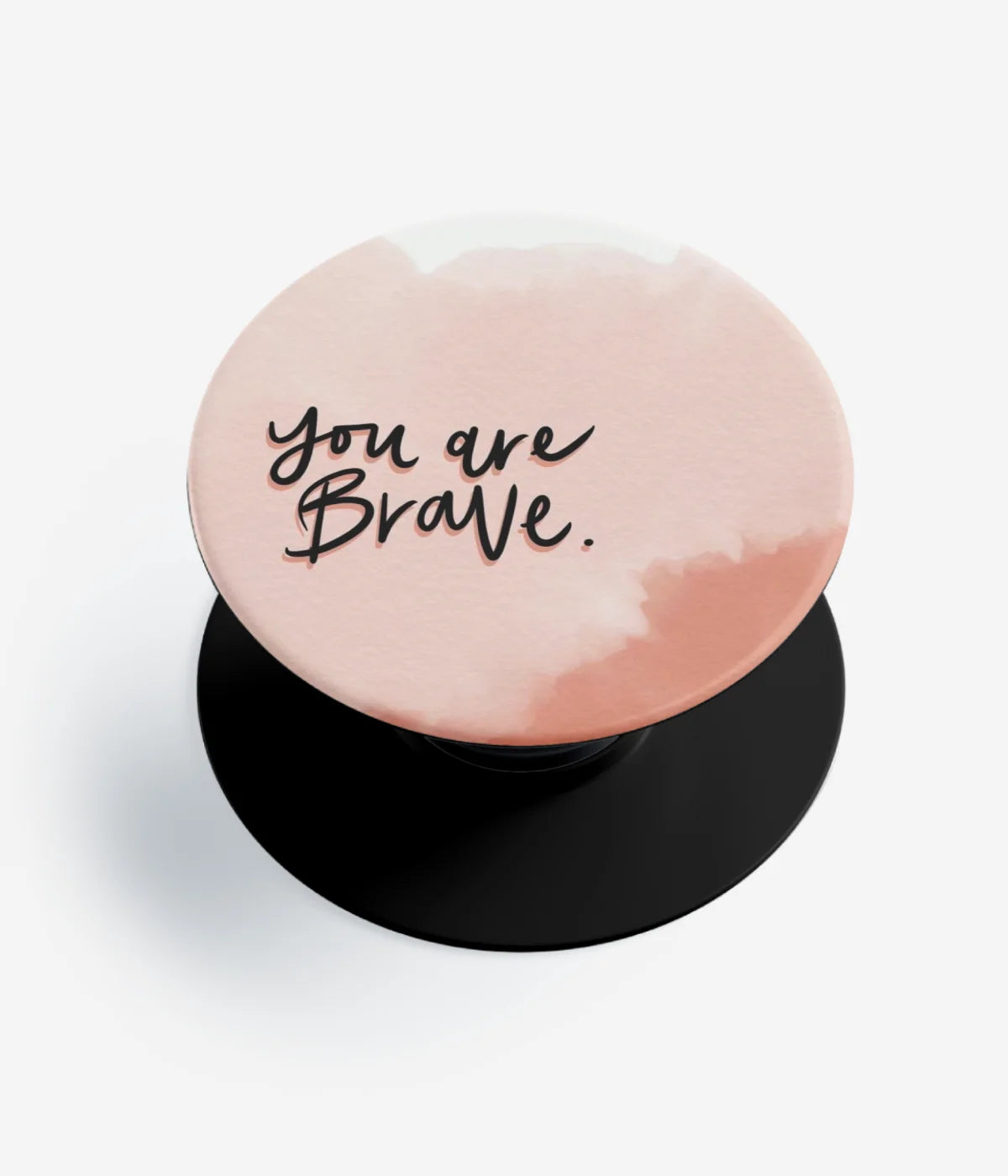 A top-down view of a phone grip holder on a clean white background