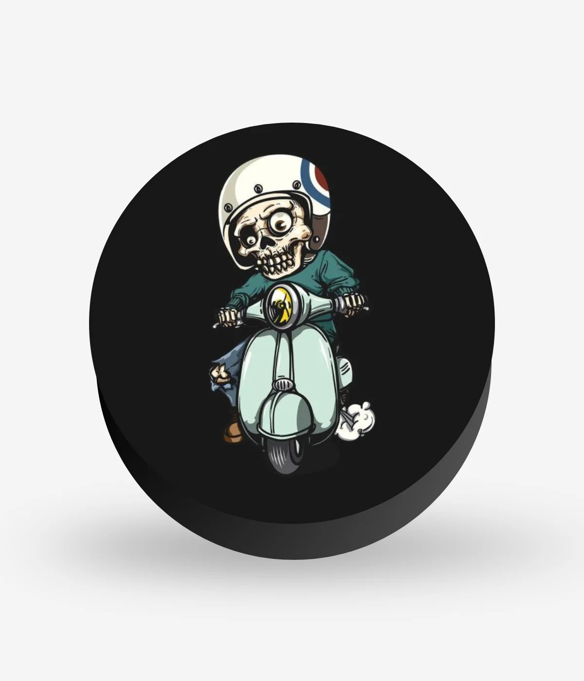 Mobile phone grip with a colorful design on a white background