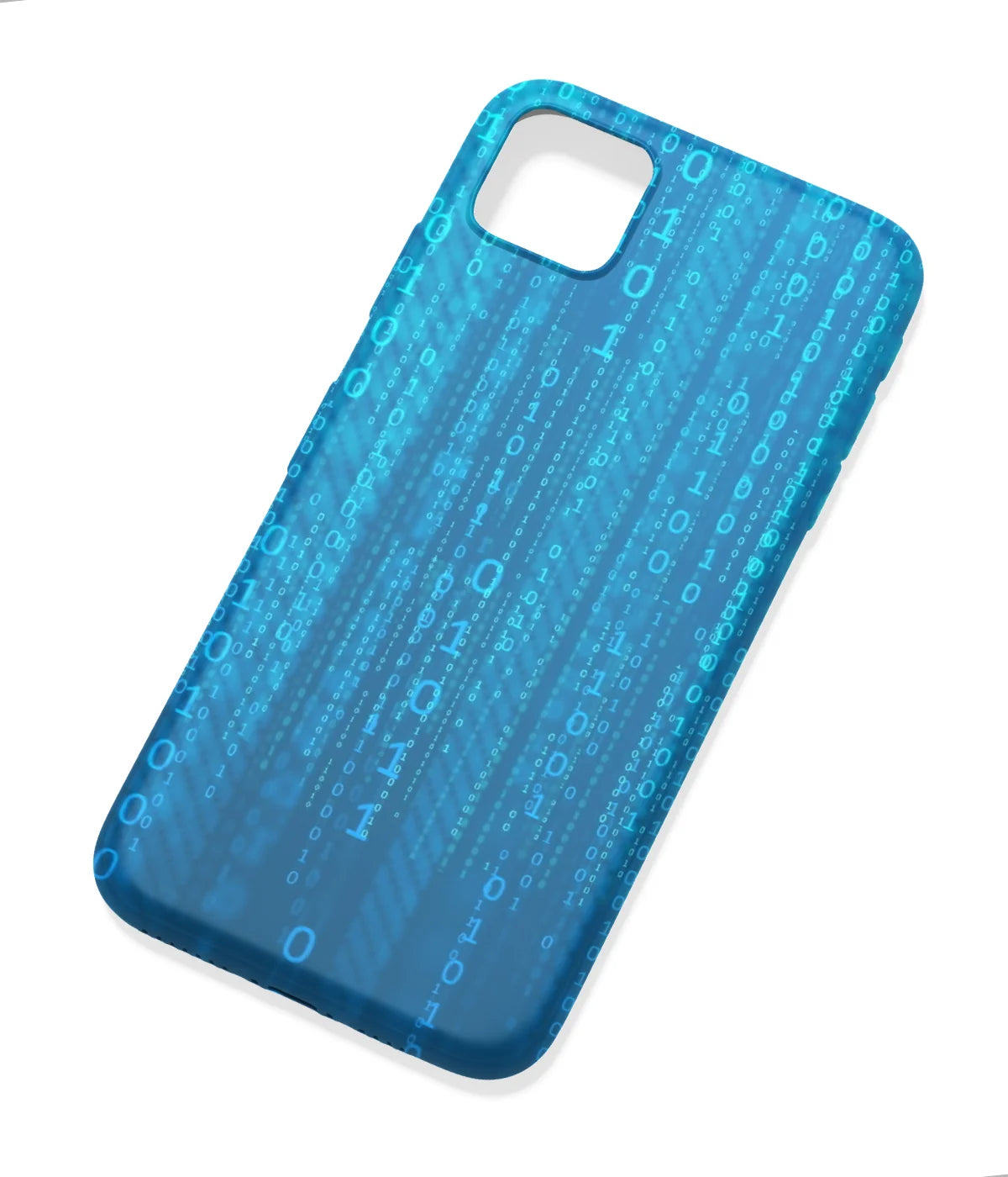 An angled view of a soft silicone case featuring a colorful design.