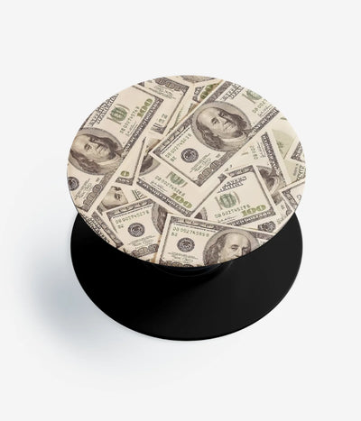 A top-down view of a phone grip holder on a clean white background