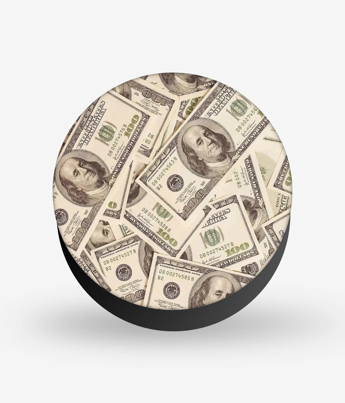 Mobile phone grip with a colorful design on a white background