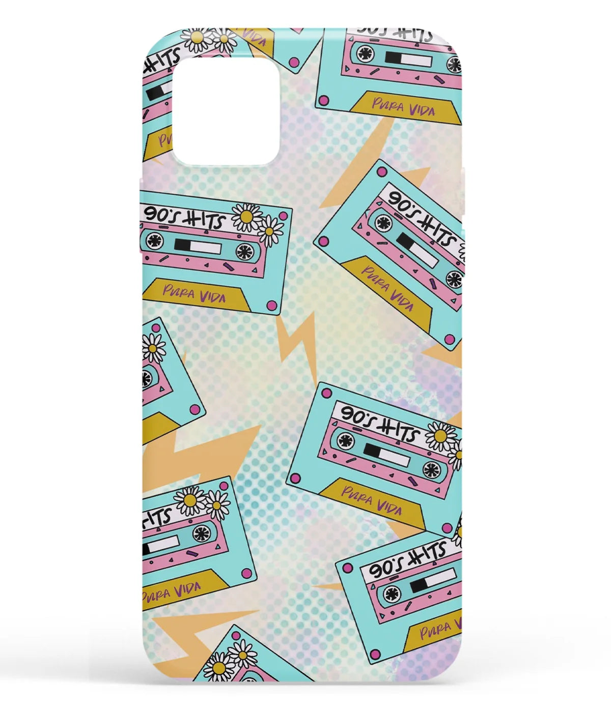 A front-on view of soft silicone phone case with a colorful design.