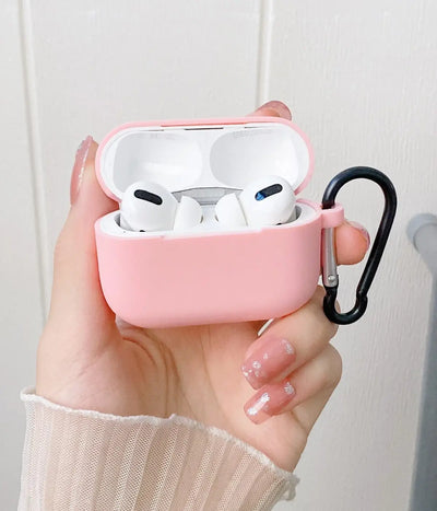 A Cameo Pink liquid silicone case for the Airpods.