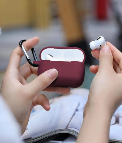 A Plum liquid silicone case for the Airpods.