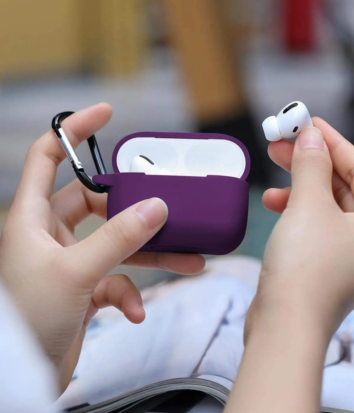 A Purple liquid silicone case for the Airpods.
