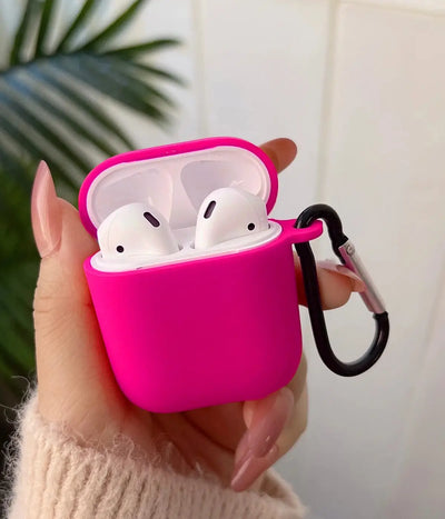 A Hot Pink liquid silicone case for the Airpods.