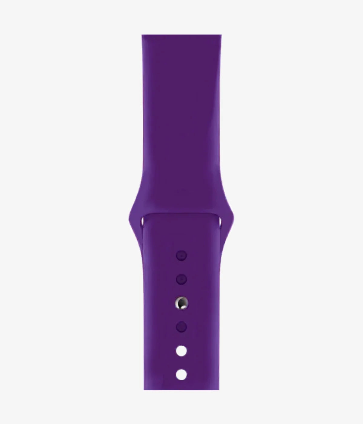Close-up of the silicone Apple Watch band, showcasing its smooth finish and secure pin-and-tuck closure mechanism.