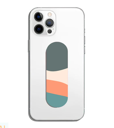 A phone grip slider applied to the back of a smartphone.