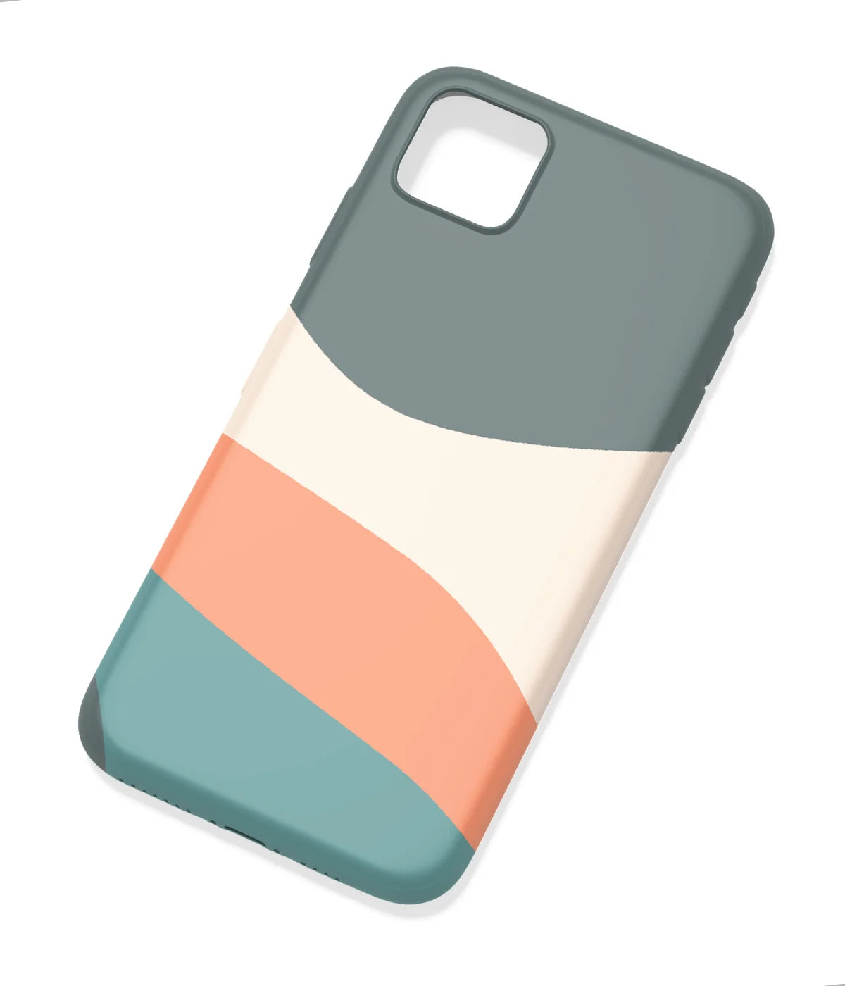 An angled view of a soft silicone case featuring a colorful design.