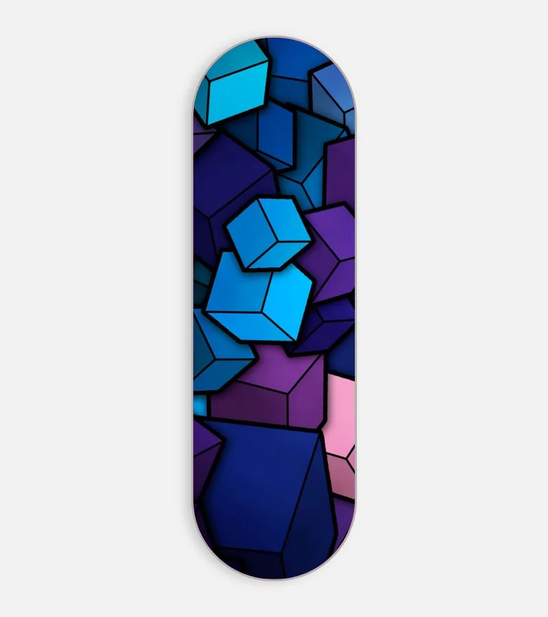 Mobile phone grip slider with a colorful design on a white background