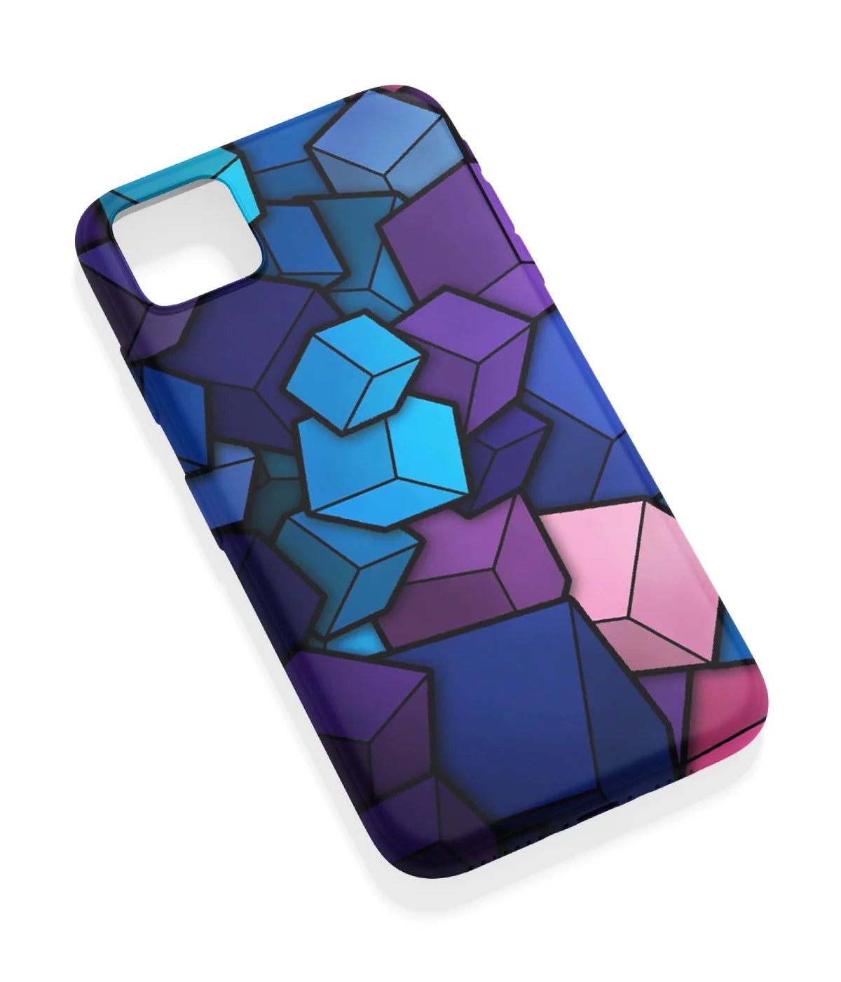 An angled view of a soft silicone case featuring a vibrant design.
