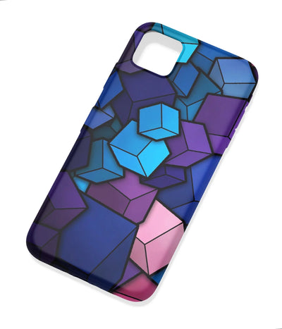 An angled view of a soft silicone case featuring a colorful design.