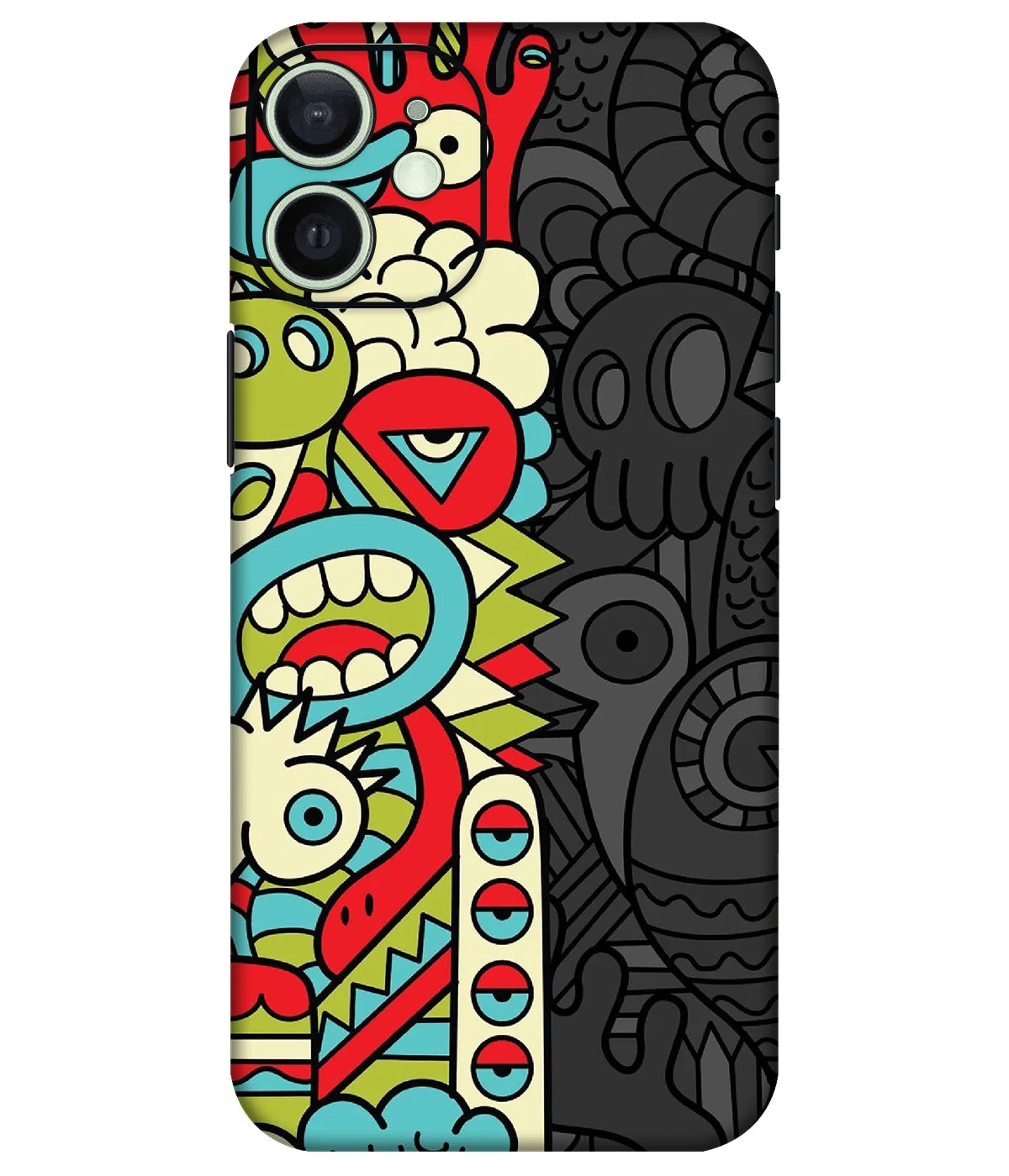 Image of a phone case featuring a mobile skin with a graphic design.