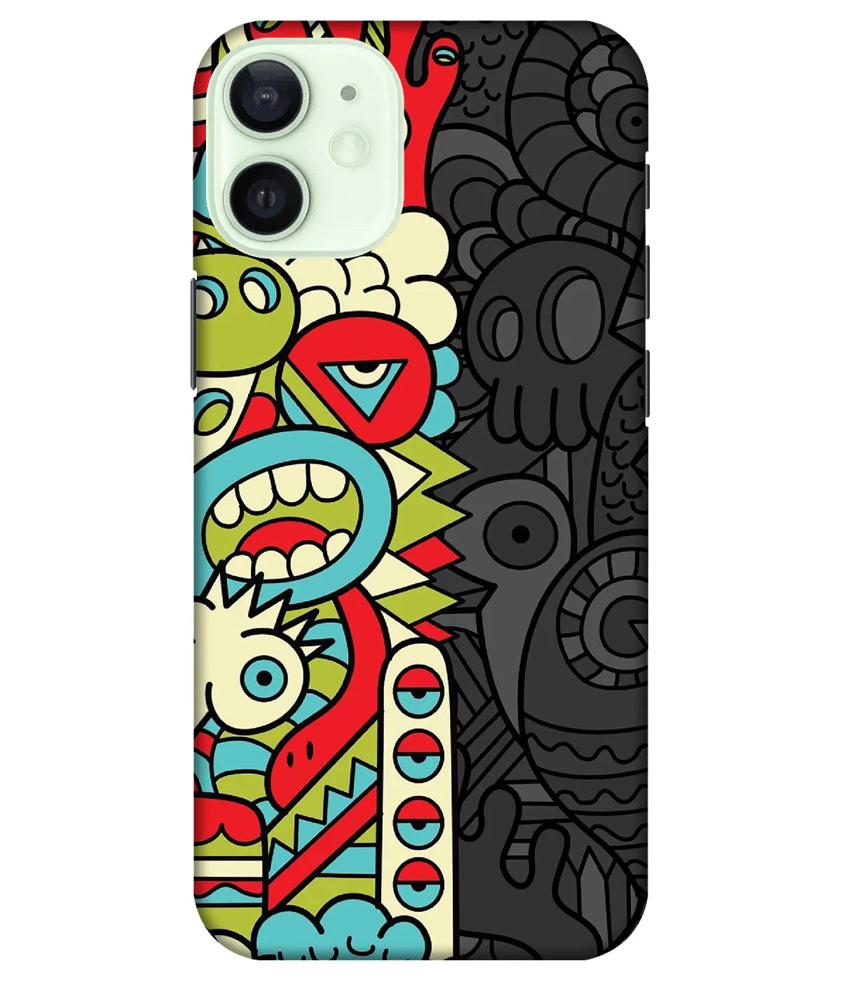 A product shot of a slim hard case with a colorful design.