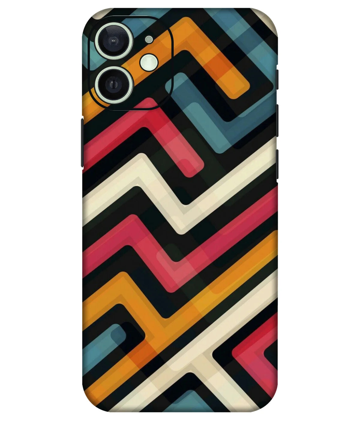 Image of a phone case featuring a mobile skin with a graphic design.