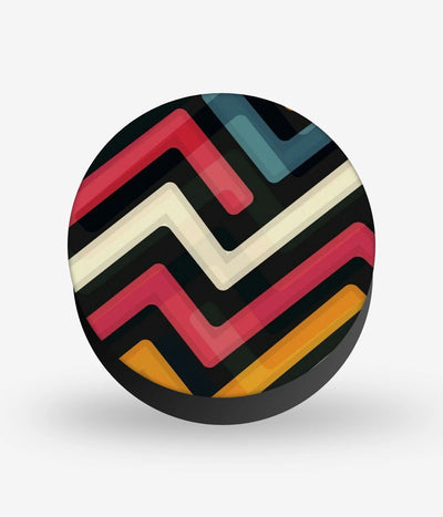 Mobile phone grip with a colorful design on a white background