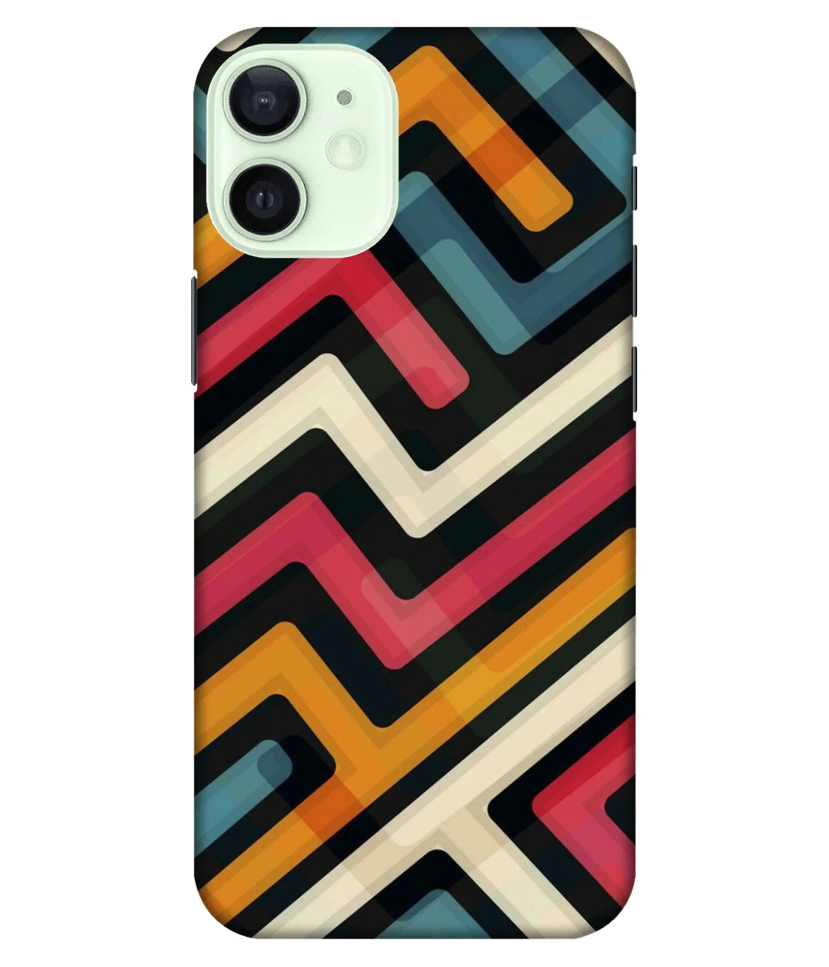 A product shot of a slim hard case with a colorful design.