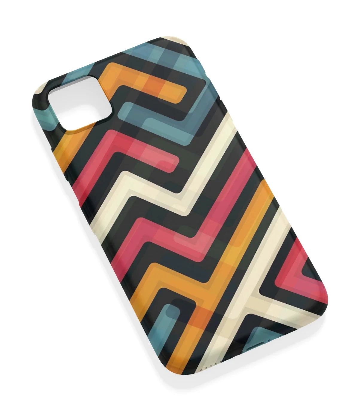 An angled view of a soft silicone case featuring a vibrant design.