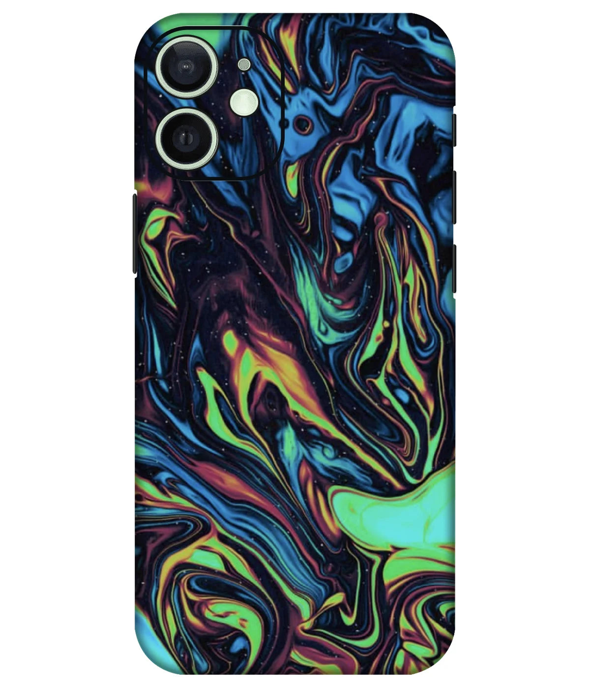 Image of a phone case featuring a mobile skin with a graphic design.