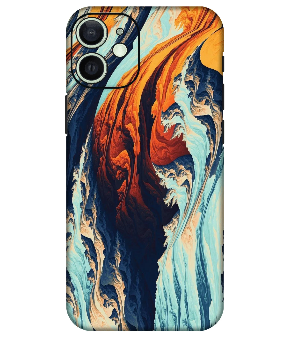 Image of a phone case featuring a mobile skin with a graphic design.