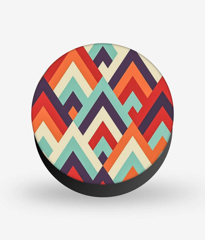 Mobile phone grip with a colorful design on a white background