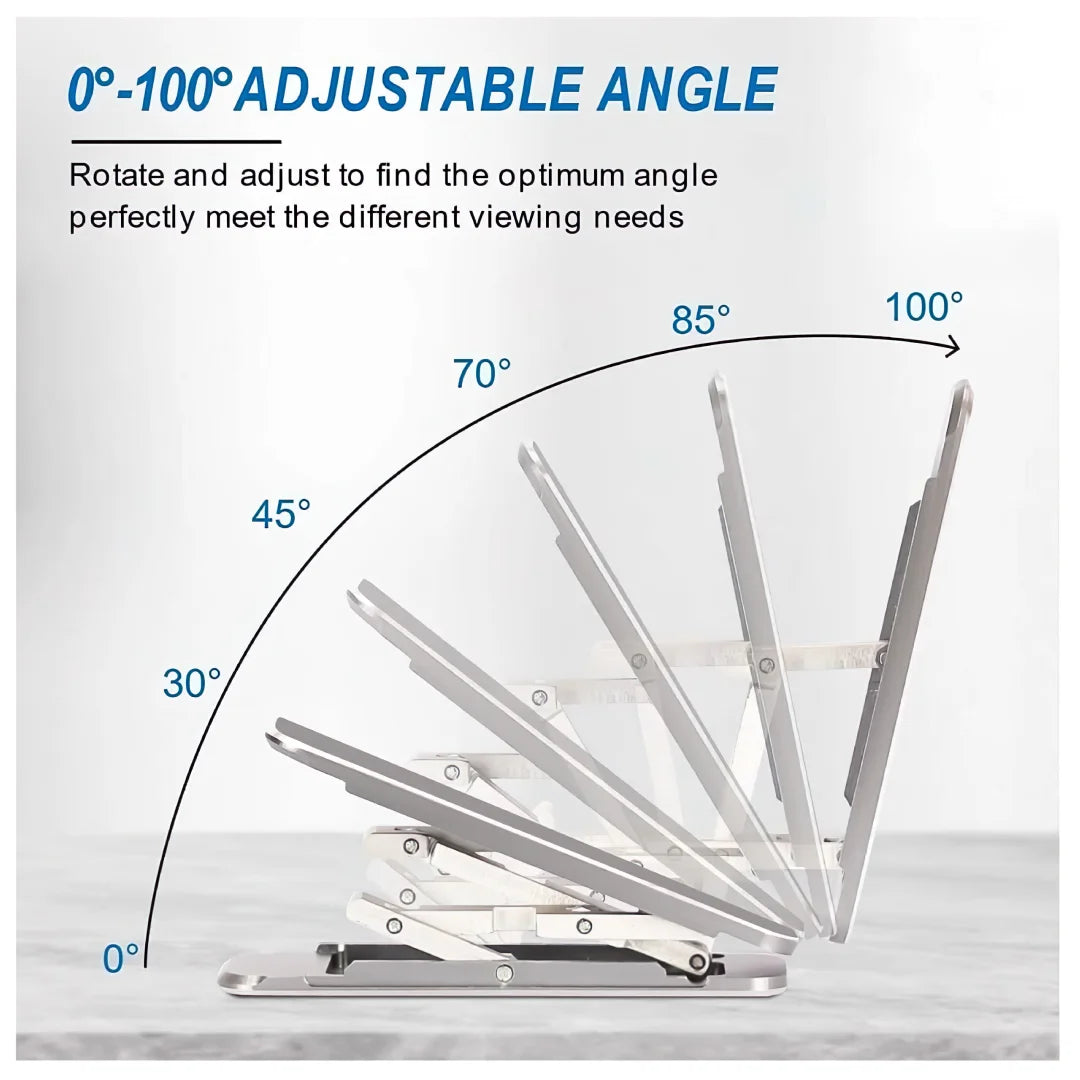Adjustable mobile phone kick stand holder with 0° to 100° angle display.