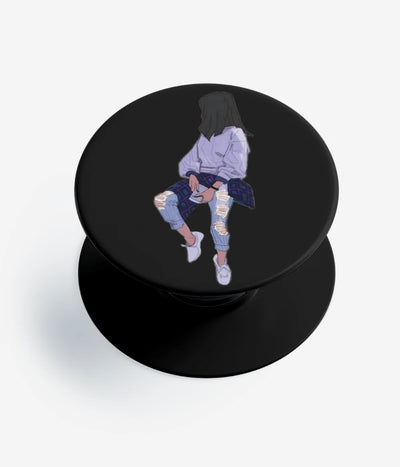 A top-down view of a phone grip holder on a clean white background