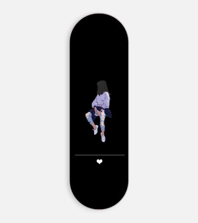 Mobile phone grip slider with a colorful design on a white background