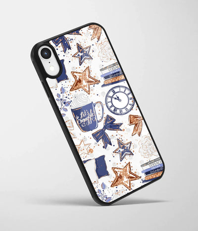 An angled view of a glass phone case featuring a vibrant design.