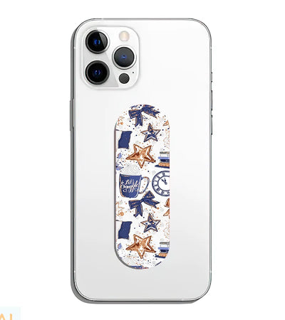 A phone grip slider applied to the back of a smartphone.