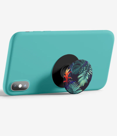 An image demonstrating how to use the phone grip as a stand to hold a mobile phone in landscape mode for hands-free viewing