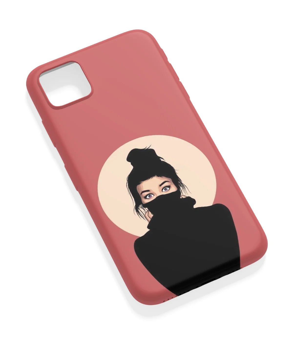 An angled view of a soft silicone case featuring a vibrant design.